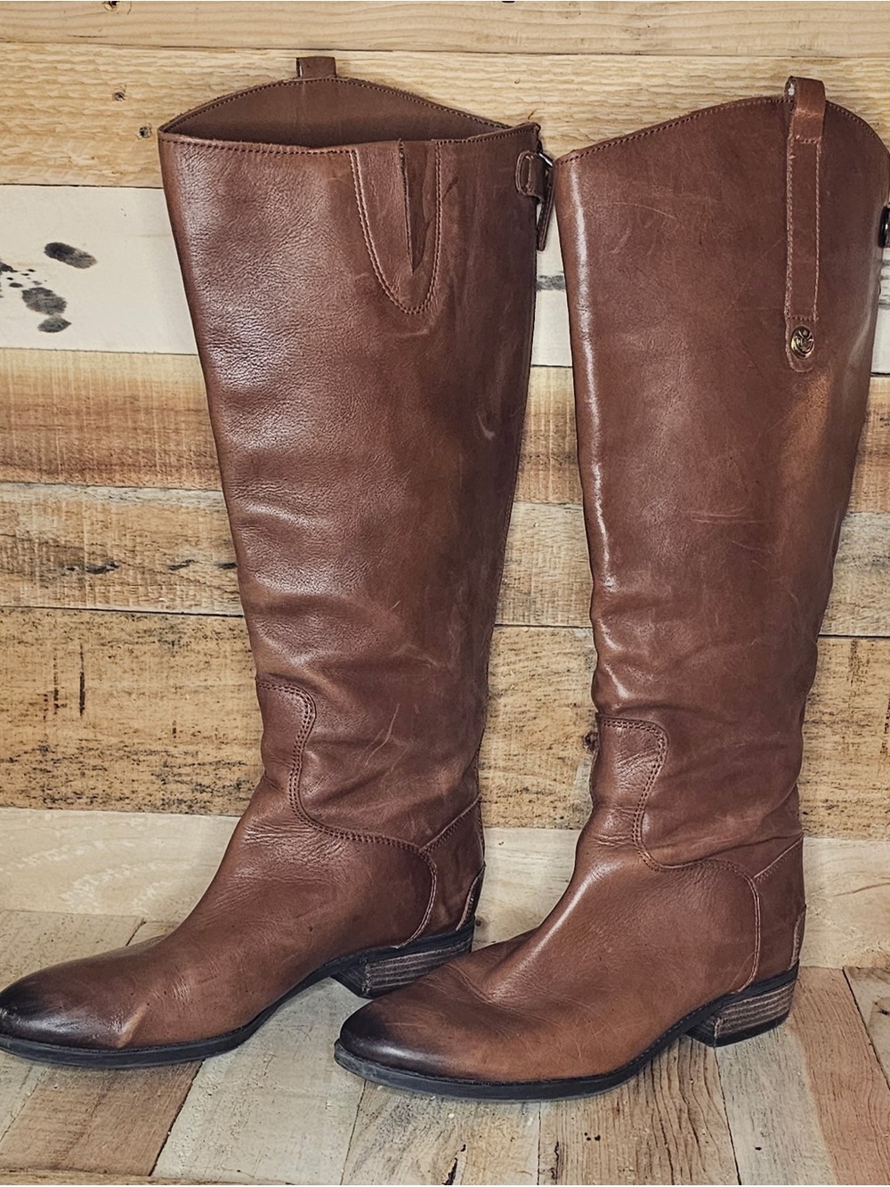 Sam Edelmen Classic Tall Brown Leather Riding Boots